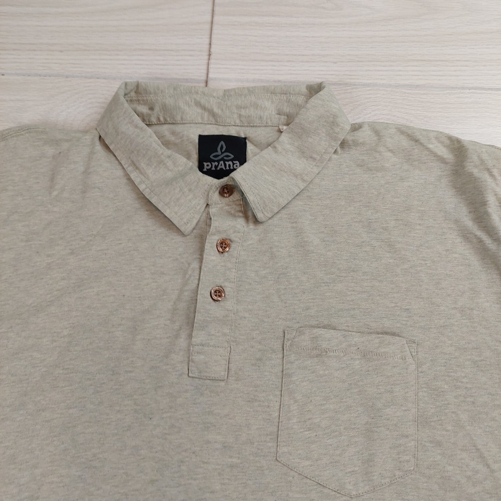 prAna Polo Shirt Mens XXL Sage Green Organic Cotton Recycled Polyester Heathered